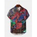 Mens Multicolor Paisley Asymmetric Stitching Short Sleeve Shirts